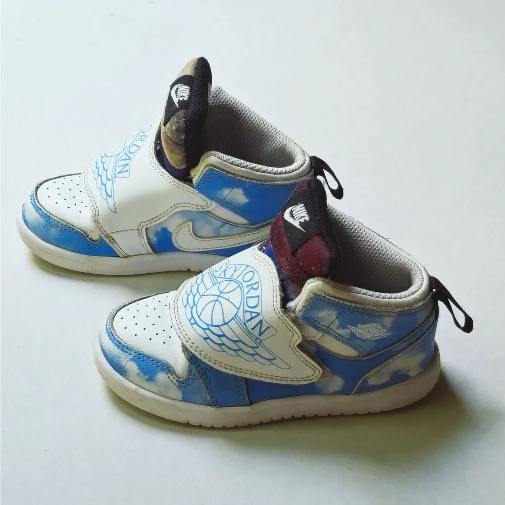 Nike Sky Jordan 1 Fearless Toddler Sneakers | Blue Sky Clouds | Size 9 C